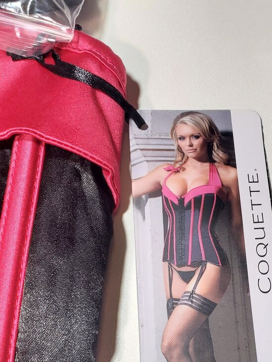 Bustier Corset – Black w/ Pink Trim – Size Large – NWT - Picture 7 of 11